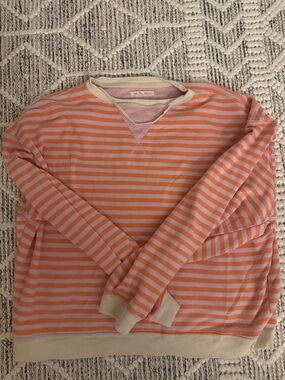 Free People Movement Striped Orange & Light Pink Pullover Sweatshirt